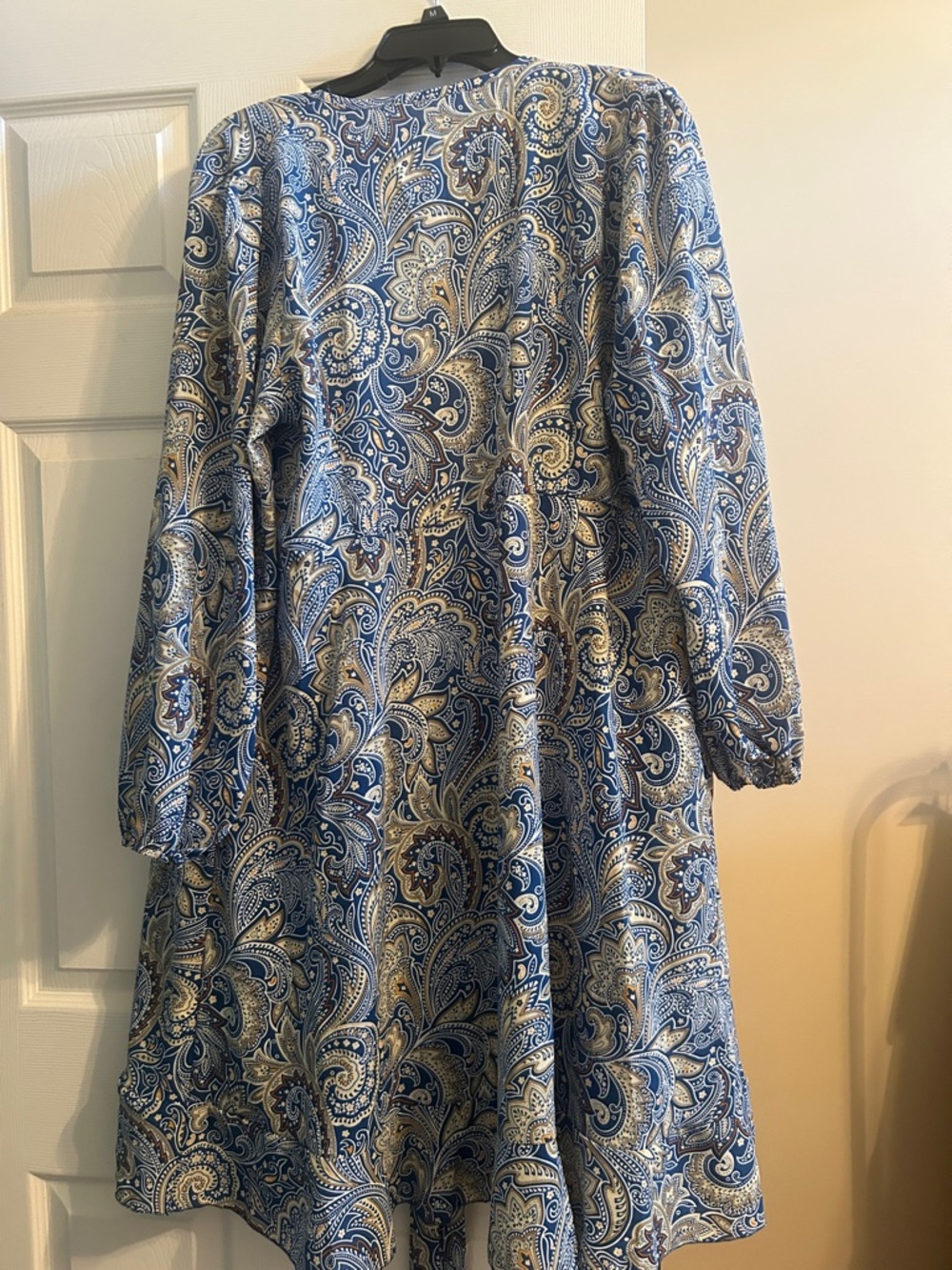 Source Unknown Blue & White Paisley Tie-Waist Long Sleeve Dress - Picture 5 of 5